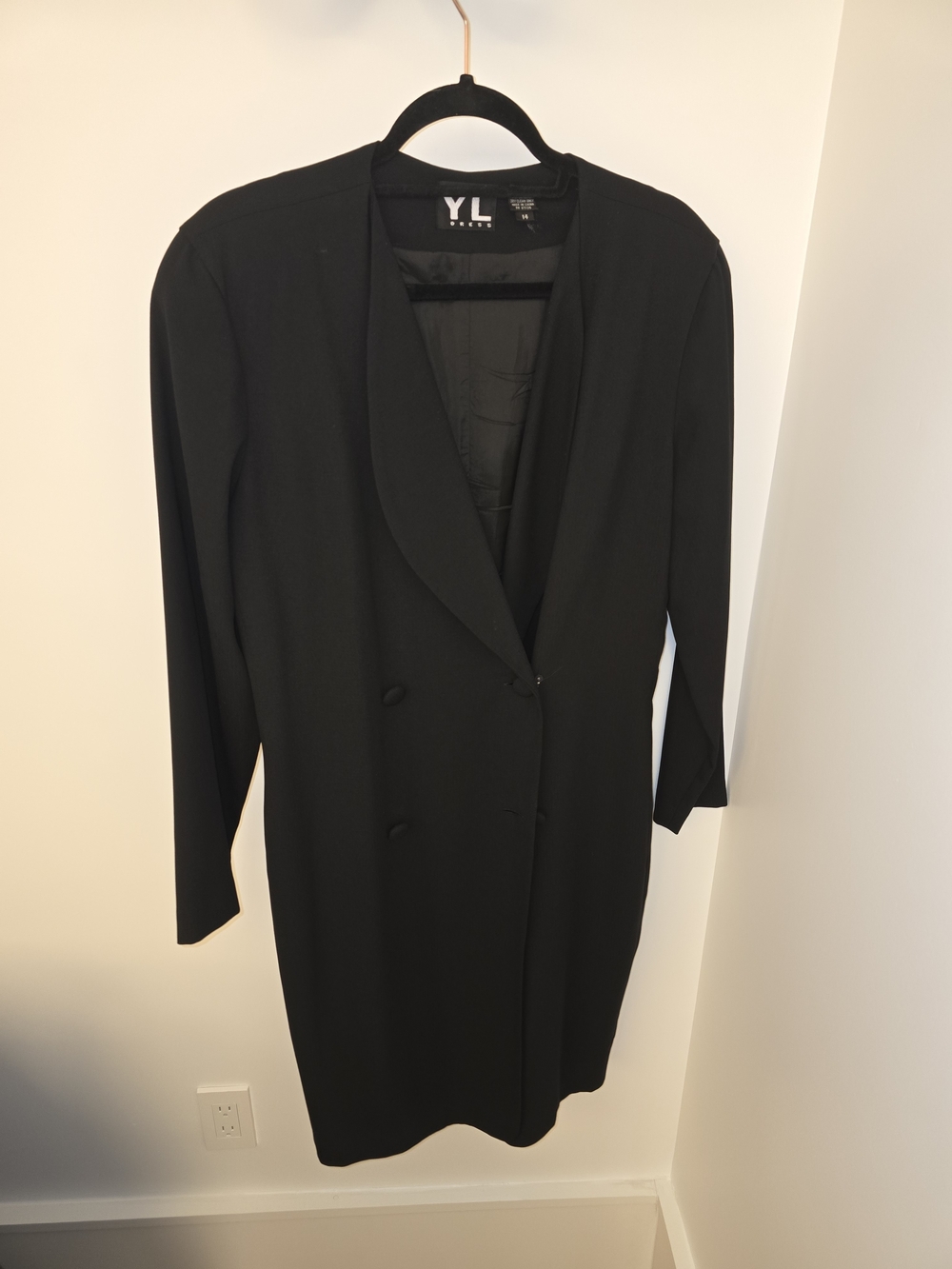 Black Double-Breasted Long Blazer Coat